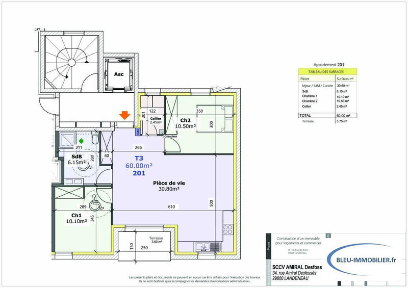 Appartement - 60 m² - 4 pièces