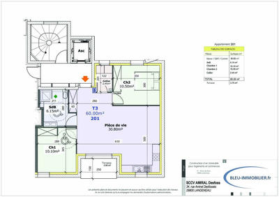 Appartement - 60 m² - 4 pièces
