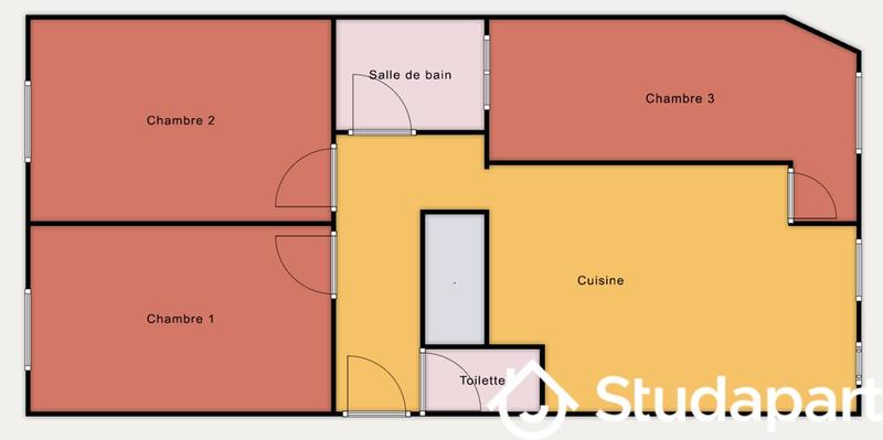 Chambre - 18 m² - 1 pièce