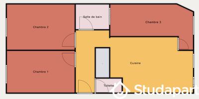 Chambre - 18 m² - 1 pièce