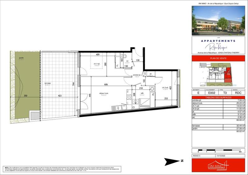 Appartement - 65 m² - 3 pièces
