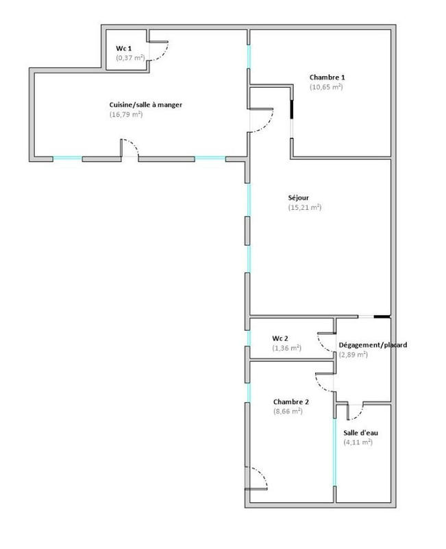 Appartement - 60 m² - 3 pièces
