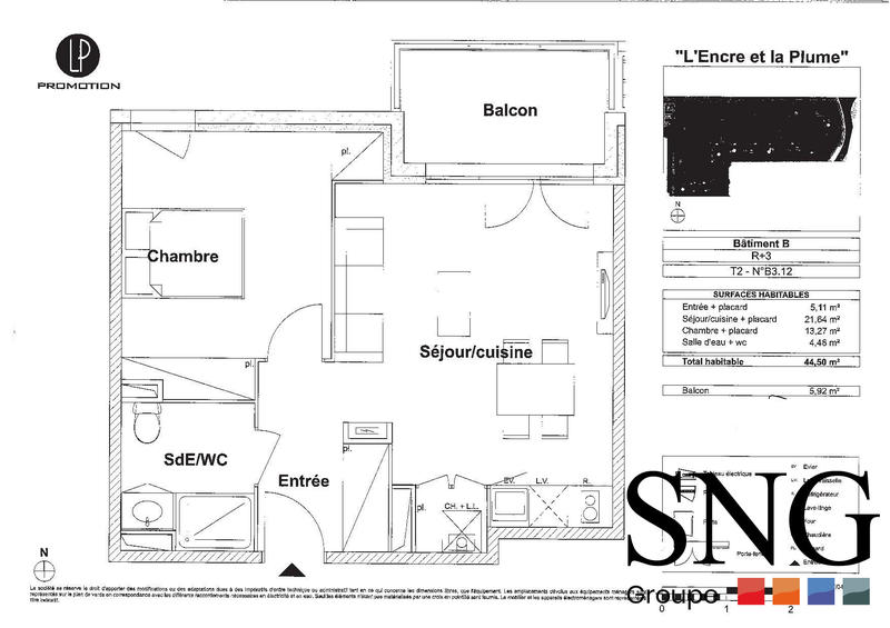 Appartement - 45 m² - 2 pièces