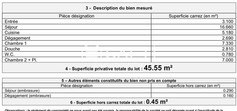 Appartement - 45 m² - 2 pièces