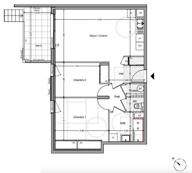 Appartement - 64 m² - 3 pièces