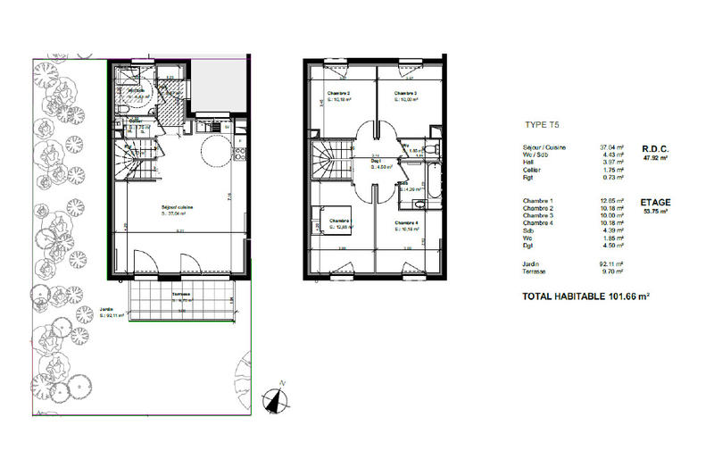 Maison - 101 m² - 5 pièces