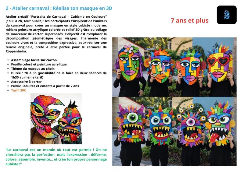 Ateliers créatifs : Carnaval, Hiver, Saint-Valentin