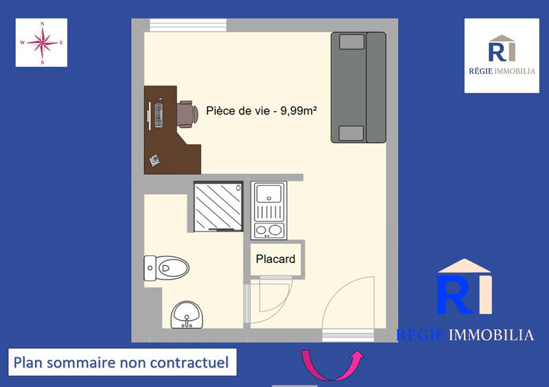 Appartement - 17 m² - 1 pièce
