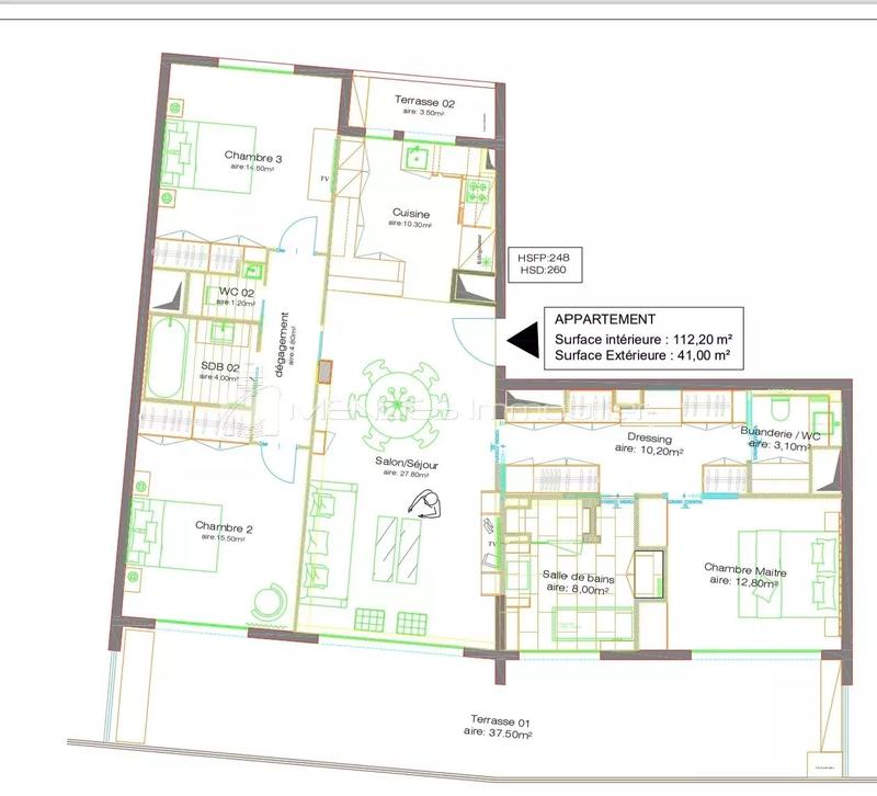 Appartement - 113 m² - 4 pièces