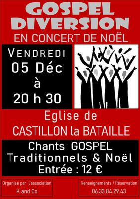 Gospel diversion en concert de Noël à Castillon-la-Bataille