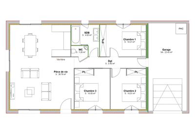 Maison - 80 m² - 4 pièces