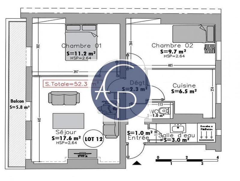 Appartement - 52 m² - 3 pièces