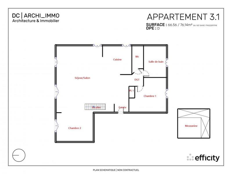 Appartement - 76 m² - 3 pièces