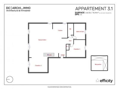 Appartement - 76 m² - 3 pièces