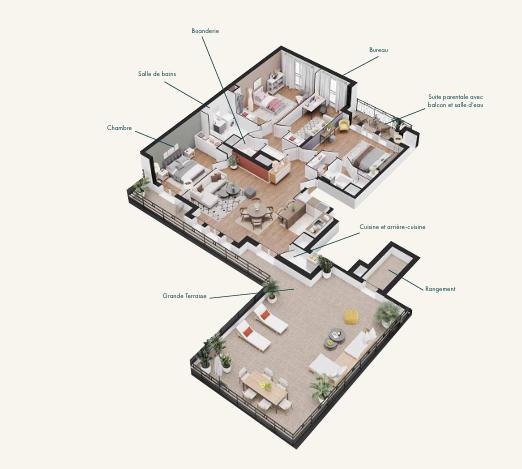 Appartement - 73 m² - 4 pièces