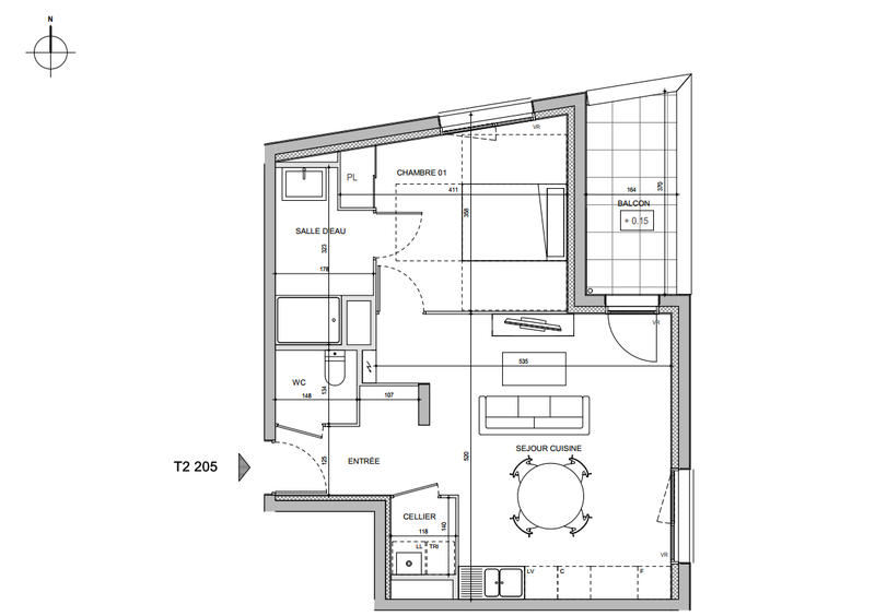 Appartement - 48 m² - 2 pièces