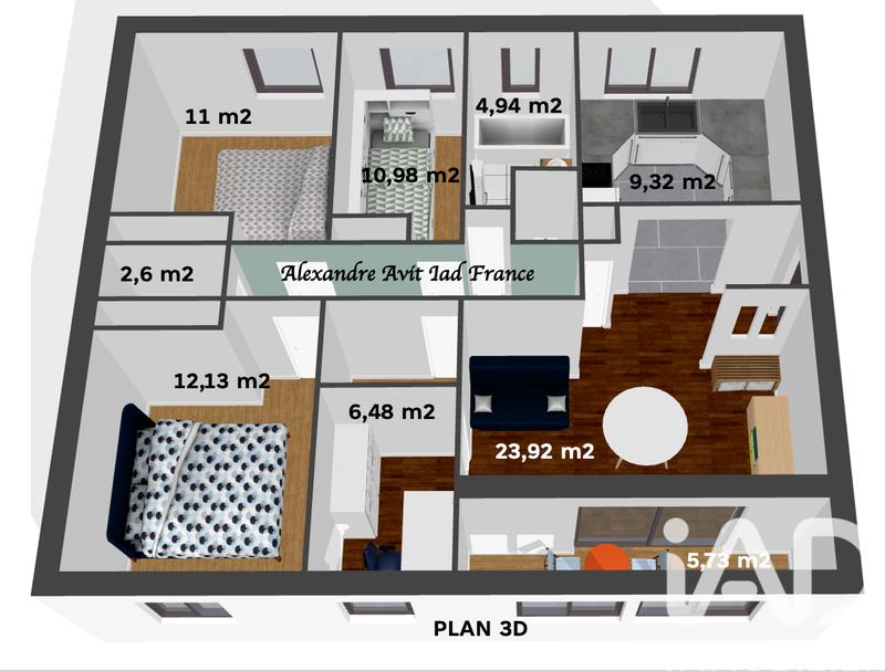 Appartement - 93 m² - 5 pièces