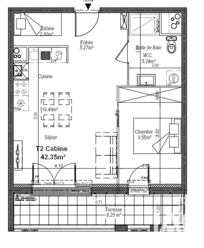 Appartement - 42 m² - 2 pièces