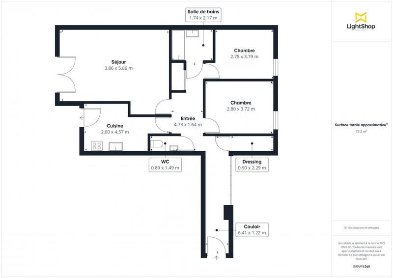 Appartement - 77 m² - 3 pièces