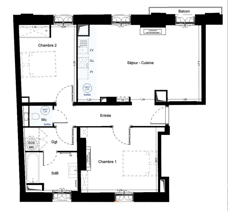 Appartement - 73 m² - 3 pièces