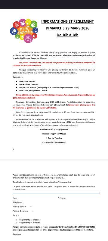 Bourse aux vêtements enfants et puériculture