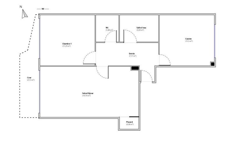 Appartement - 56 m² - 2 pièces