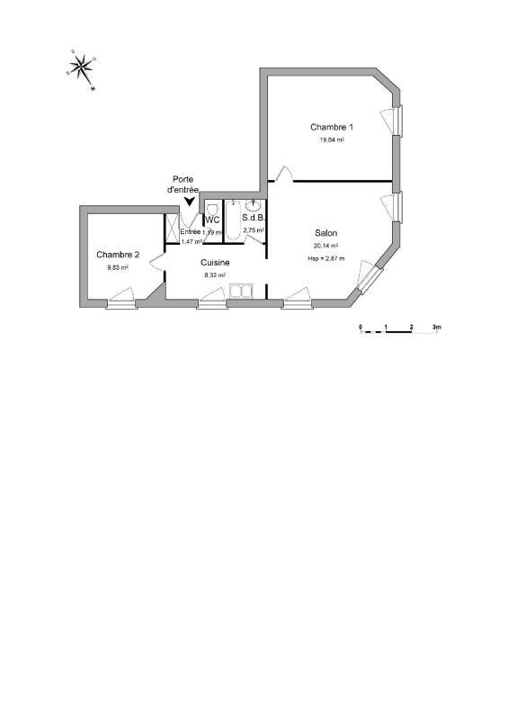 Appartement - 62 m² - 3 pièces