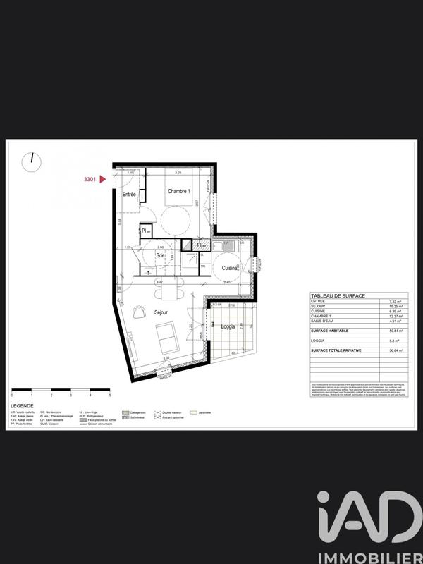 Appartement - 51 m² - 2 pièces