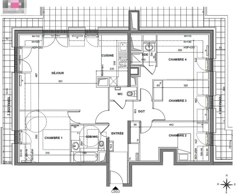 Chambre - 10 m² - 5 pièces