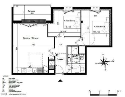 Appartement - 58 m² - 3 pièces