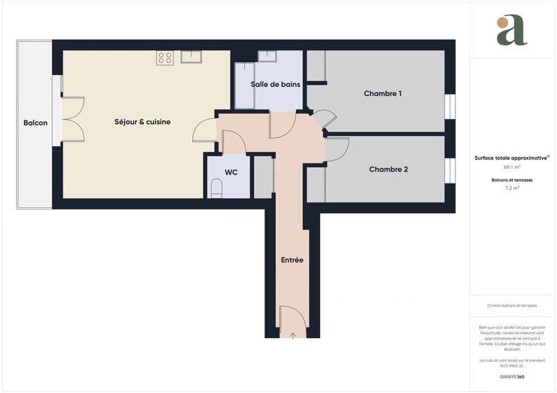 Appartement - 69 m² - 3 pièces