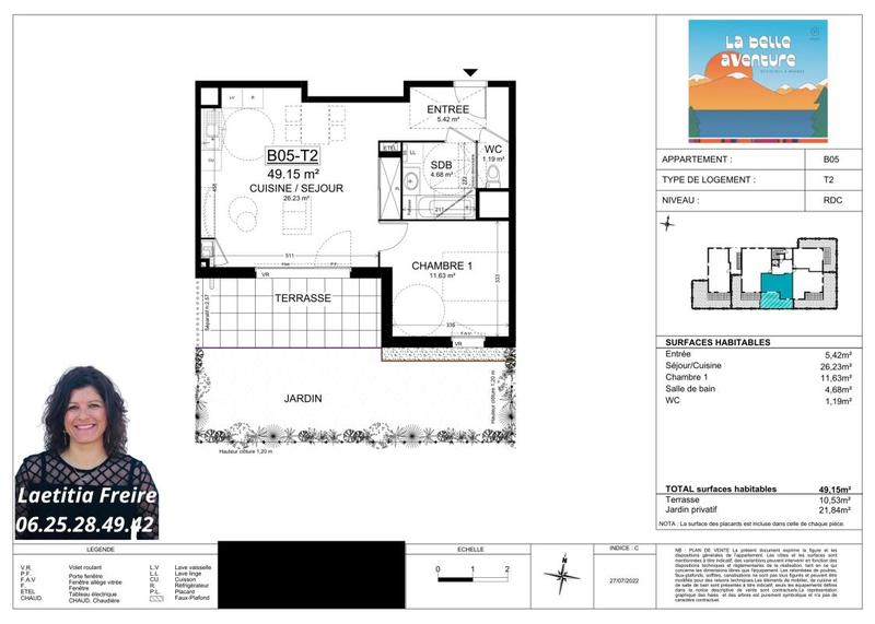 Appartement - 49 m² - 2 pièces