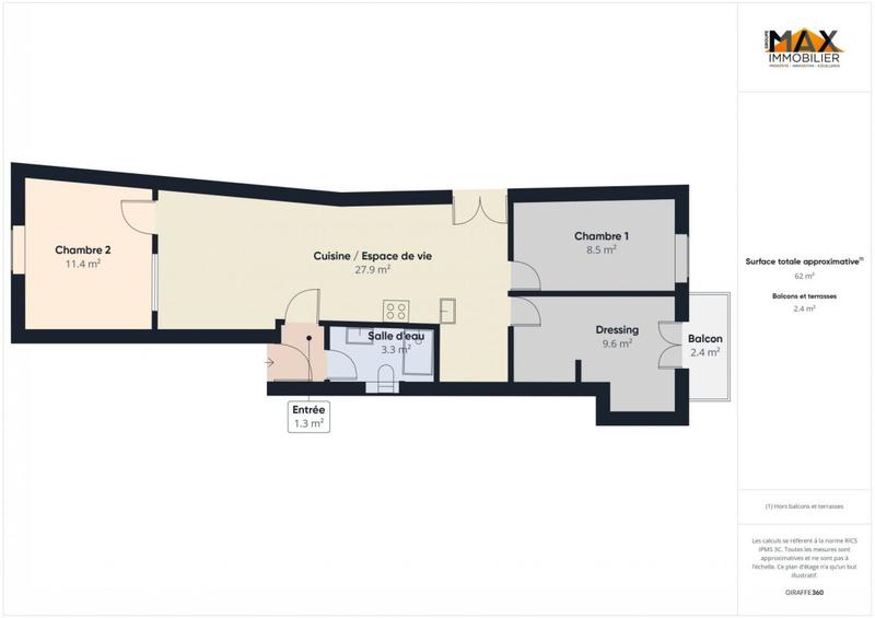 Appartement - 62 m² - 3 pièces