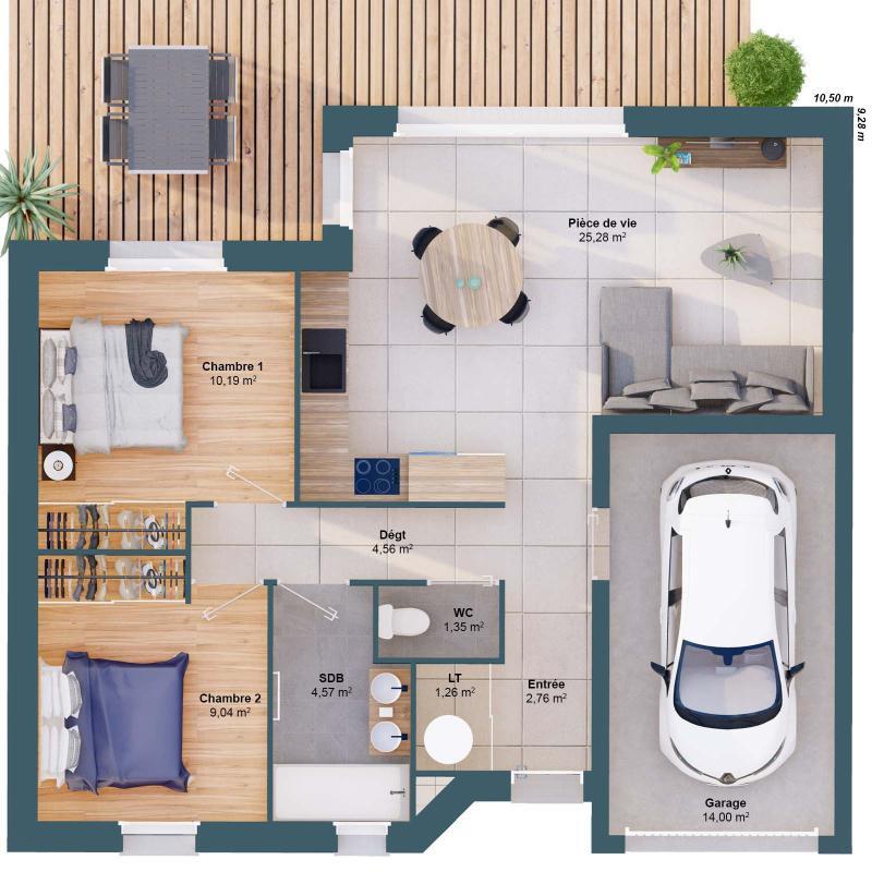 Maison - 59 m² - 4 pièces