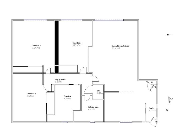 Appartement - 86 m² - 5 pièces