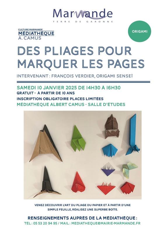 Atelier Origami - des pliages pour marquer les pages