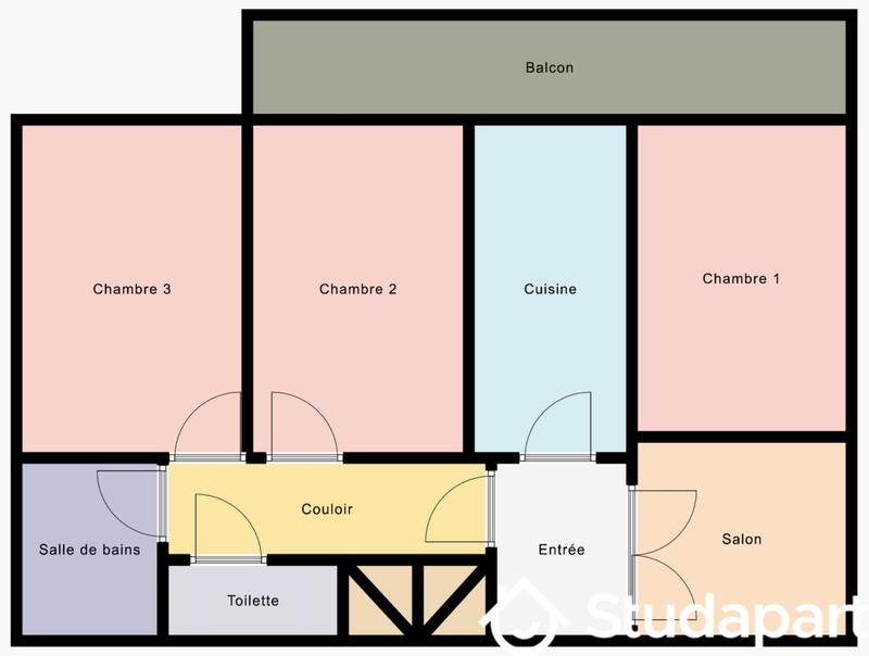 Chambre - 21 m² - 1 pièce