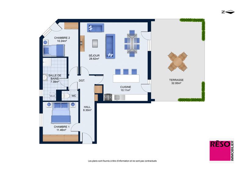 Appartement - 67 m² - 3 pièces