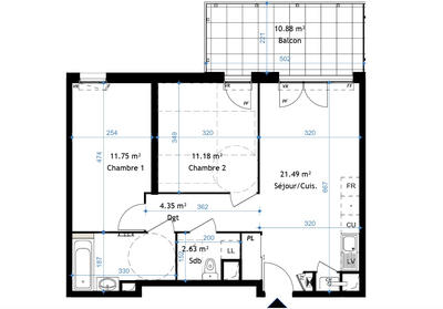 Appartement - 57 m² - 3 pièces