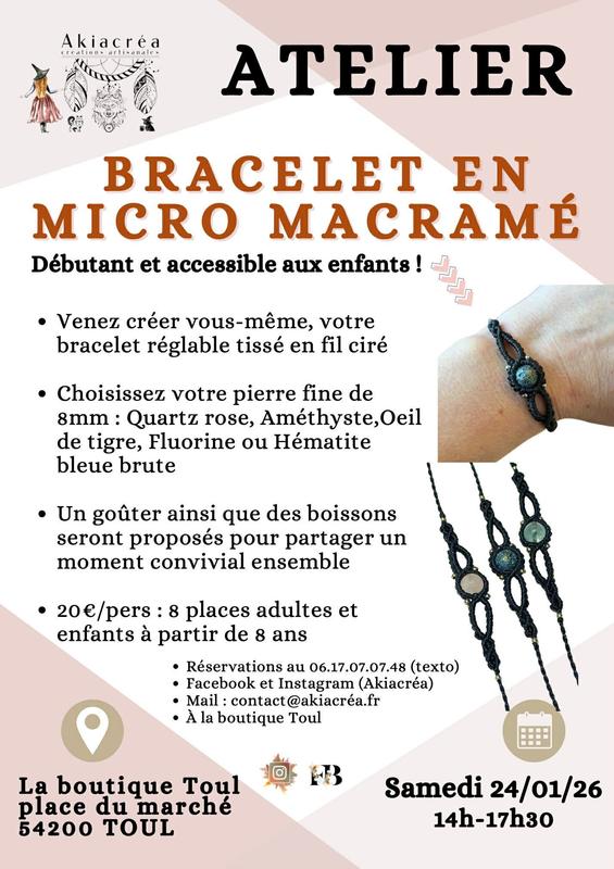 Atelier macramé - bracelet en micro macramé