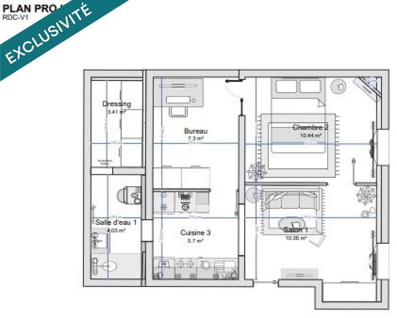 Appartement - 42 m² - 2 pièces