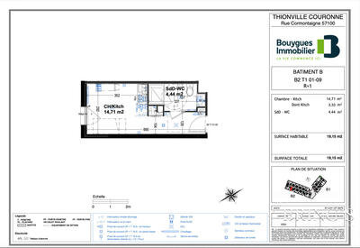 Appartement - 19 m² - 1 pièce