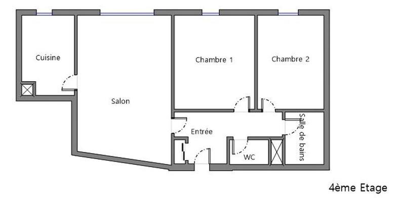 Appartement ancien - 60 m² - 3 pièces