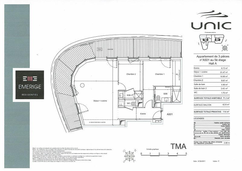 Appartement - 71 m² - 3 pièces