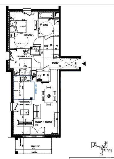 Appartement - 70 m² - 3 pièces