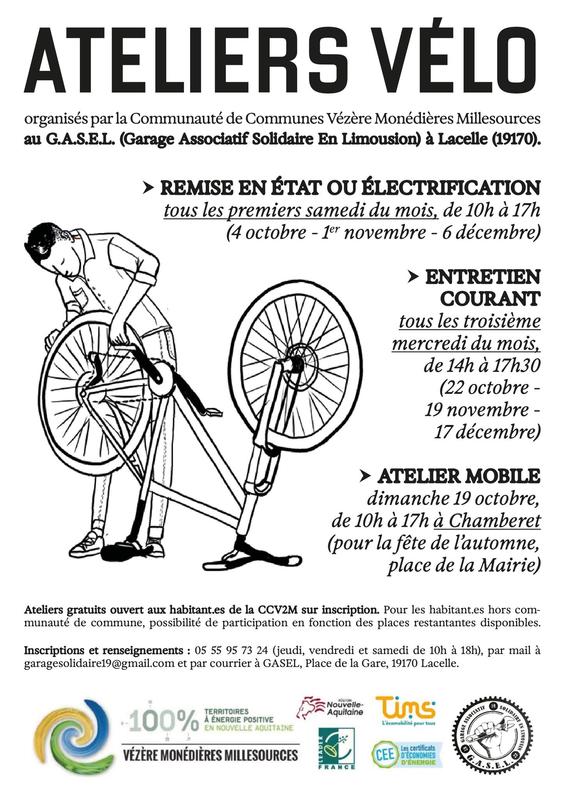 Ateliers Vélo à Lacelle avec la comcom V2m et Gasel