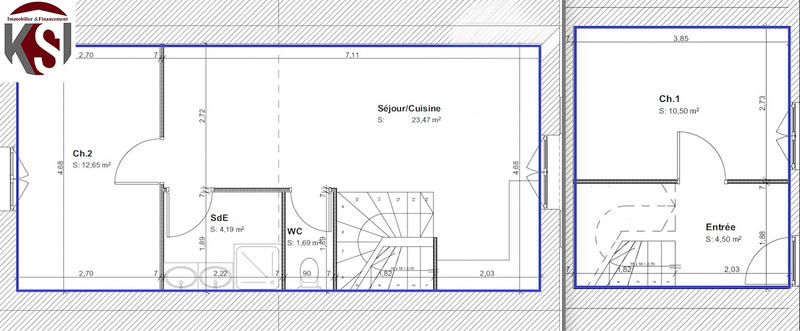 Appartement - 55 m² - 3 pièces