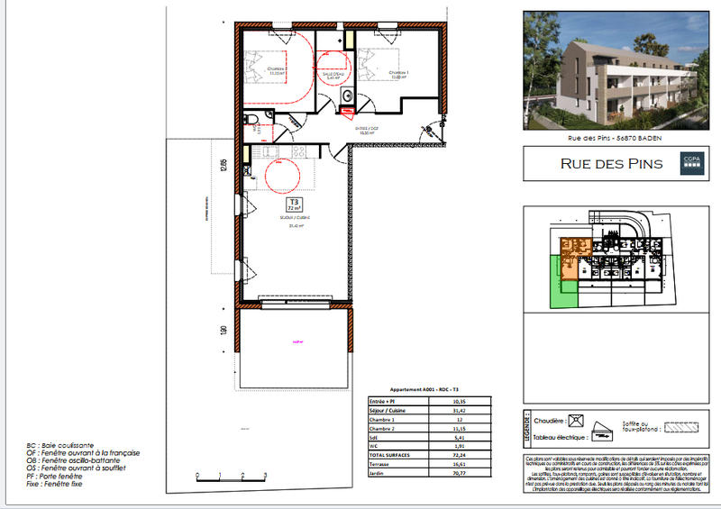 Appartement - 72 m² - 4 pièces