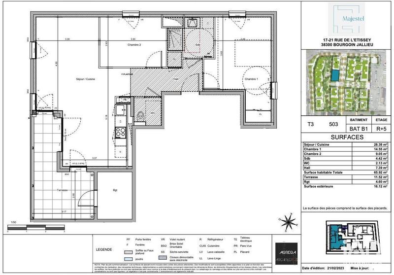 Appartement - 66 m² - 3 pièces