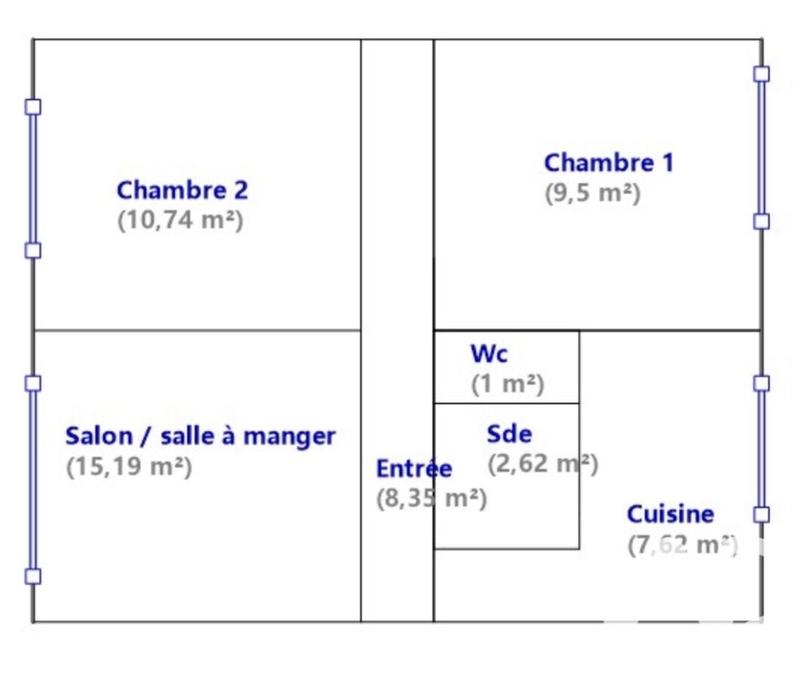 Appartement - 55 m² - 3 pièces